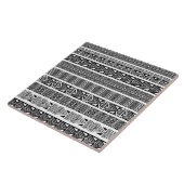 Modern Boho Black en White Pattern Strips Tegeltje (Zijkant)