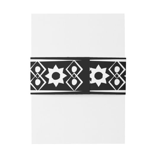 Modern Boho Black en White Pattern Uitnodigingen Wikkel (Achterkant Voorbeeld)