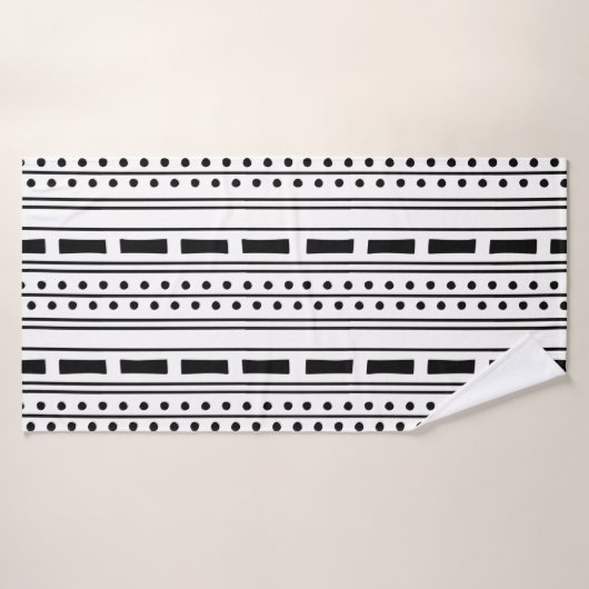 Modern Boho Black en White Stripe Pattern Badhanddoek (Badhanddoek)