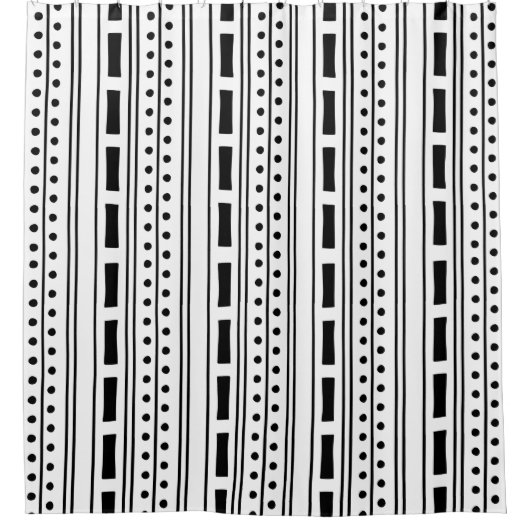 Modern Boho Black en White Stripe Pattern Douchegordijn (Voorkant)