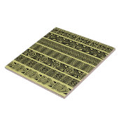 Modern Boho Black en Yellow Pattern Strips Tegeltje (Zijkant)
