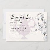 Modern Boho Black White Orchid Time for Tea Bridal Kaart (Voorkant)