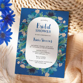 Modern Boho blauw bloemenboogschrift vrijgezellenf Kaart