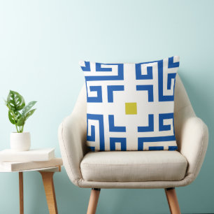 Modern  Boho blauw & geel basic Pattern Kussen