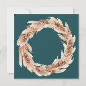 Modern boho blauwgroen pampasgras redt de datum kaart (Achterkant)