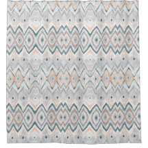 Modern Boho Blauwgroen Perzik Bord Grijs Chevron P