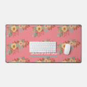 Modern Boho Bloem Roze Bureaumat (Keyboard & Muis)