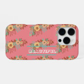 Modern Boho Bloem Roze iPhone Hoesje (Achterkant horizontaal)