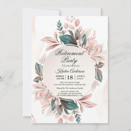 Modern Boho Bloemen Pensioen Party Kaart (Voorkant)