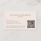 Modern Boho Bloemen  Zachte Zwarte Tuin QR Visitekaartje (Achterkant)