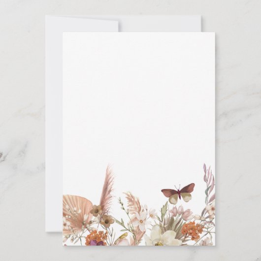 Modern Boho Bloemen Zwangerschapsaankondiging Kaar Aankondiging (Achterkant)