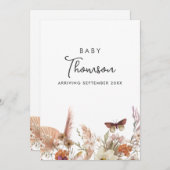 Modern Boho Bloemen Zwangerschapsaankondiging Kaar Aankondiging (Voorkant / Achterkant)