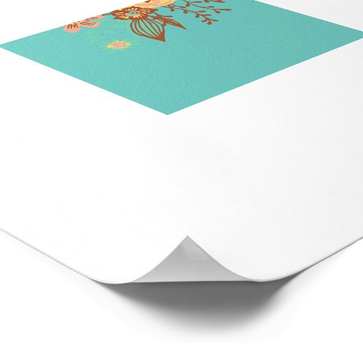 Modern Boho Bloemenblauw Poster (Hoek)