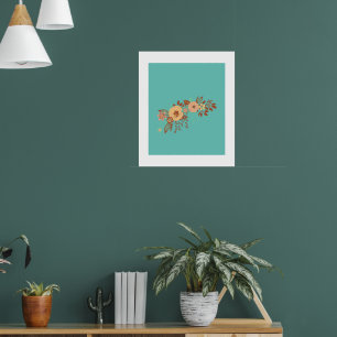 Modern Boho Bloemenblauw Poster