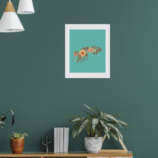Modern Boho Bloemenblauw Poster (Woonkamer 1)