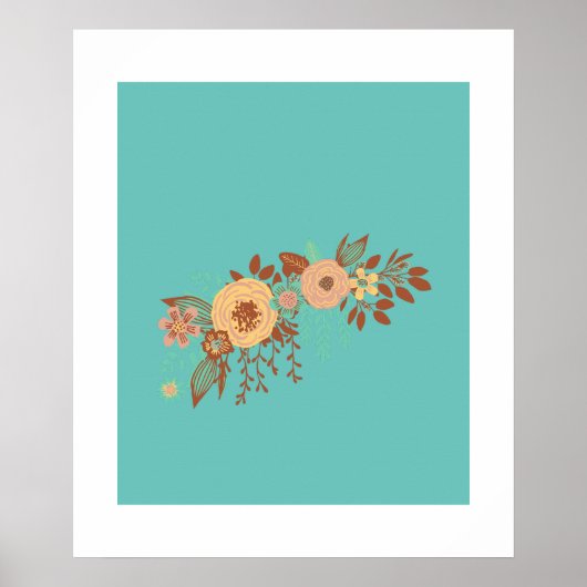 Modern Boho Bloemenblauw Poster (Voorkant)