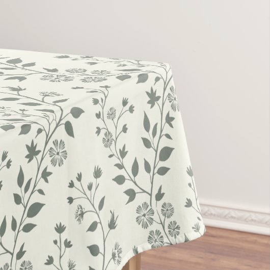 Modern Boho Bloemmotief Sage Crème Tafelkleed (Voorbeeld)