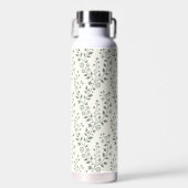 Modern Boho Bloemmotief Sage Crème Waterfles (Voorkant)
