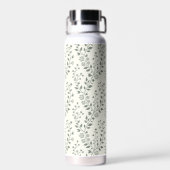 Modern Boho Bloemmotief Sage Crème Waterfles (Achterkant)