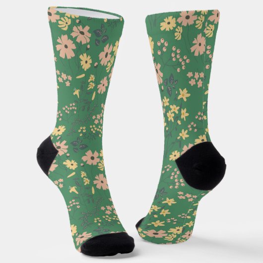 Modern Boho Bloemmotief Sokken (Gebogen)