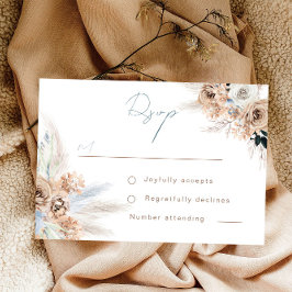 Modern Boho Blue Script Wedding RSVP Kaartje