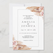 Modern Boho Blush Floral Pampas Grass Wedding Kaart (Voorkant)