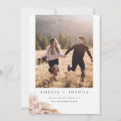 Modern Boho Blush Floral Pampas Grass Wedding Kaart (Achterkant)