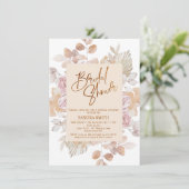 Modern Boho Blush Lijst Floral Vrijgezellenfeest Kaart (Staand voorkant)