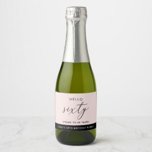 Modern Boho Blush Persoonlijk 60e verjaardag Sparkling Wijnetiket