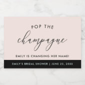 Modern Boho Blush Persoonlijk Vrijgezellenfeest Sparkling Wijnetiket (Enkel label)