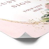 Modern Boho Blush Pink Greenery Custom Sign Poster (Hoek)