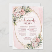 Modern Boho Blush Pink Greenery Rehearsal Dinner Kaart (Voorkant)