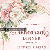 Modern Boho Blush Pink Greenery Rehearsal Dinner Kaart