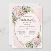 Modern Boho Blush Pink Greenery Rehearsal Invite Kaart (Voorkant)