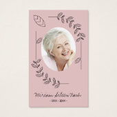 Modern Boho Blush Pink White Photo Funeral Card Visitekaartje (Voorkant)
