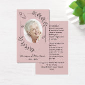 Modern Boho Blush Pink White Photo Funeral Card Visitekaartje (Bureau)
