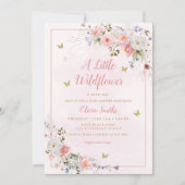 Modern Boho Blush Pink Wildflower Girl Baby shower Kaart (Voorkant)
