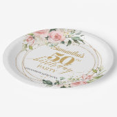 Modern Boho blush roze bloemengoud 50ste verjaarda Papieren Bordje (Gekanteld)