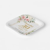 Modern Boho blush roze bloemengoud 50ste verjaarda Papieren Bordje (Gebogen)