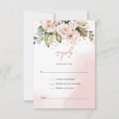 Modern Boho blush roze bloemengoud lijst RSVP (Voorkant)