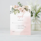 Modern Boho blush roze bloemengoud lijst RSVP Kaartje (Staand voorkant)