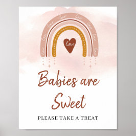 Modern Boho Blush Roze Rainbow Sweet Sign Poster