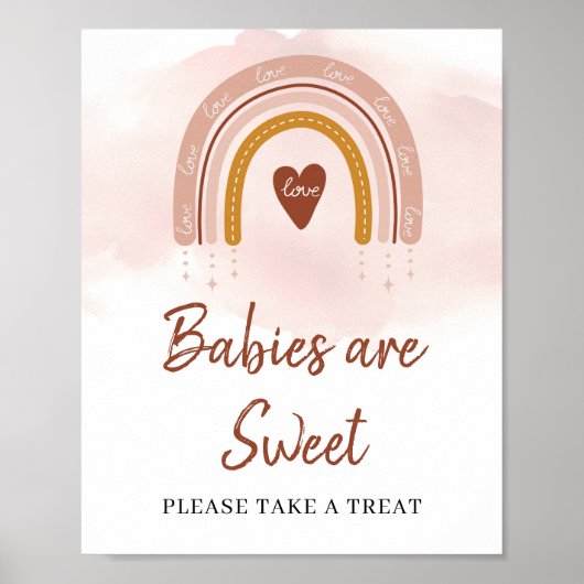 Modern Boho Blush Roze Rainbow Sweet Sign Poster (Voorkant)