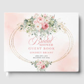 Modern Boho Blush Rozen Bruiloftsfeest Gastboek  Gastenboek (Voorkant)
