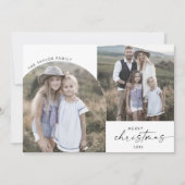 Modern Boho Boog 2 Familie Foto Prettig Kerstfeest Feestdagenkaart (Voorkant)