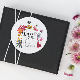 Modern Boho Boog Bloemen Afstuderen Wit Bedankjes Labels