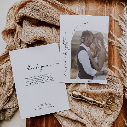 Modern Boho Boog Getrouwd en Helder Dank je wel Feestdagenkaart