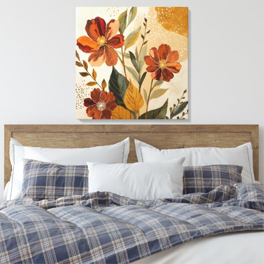 Modern Boho Botanical Abstract Wall Art Canvas Afdruk (Insitu (Slaapkamer))