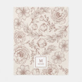 Modern Boho Botanical Flower Garden Pattern Fleece Deken (Voorkant)