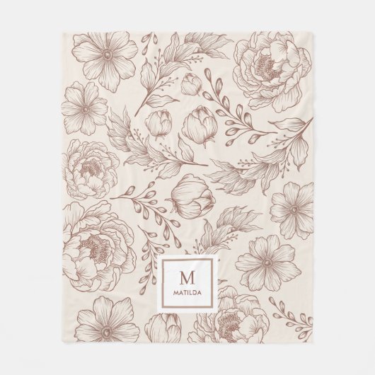 Modern Boho Botanical Flower Garden Pattern Fleece Deken (Voorkant)